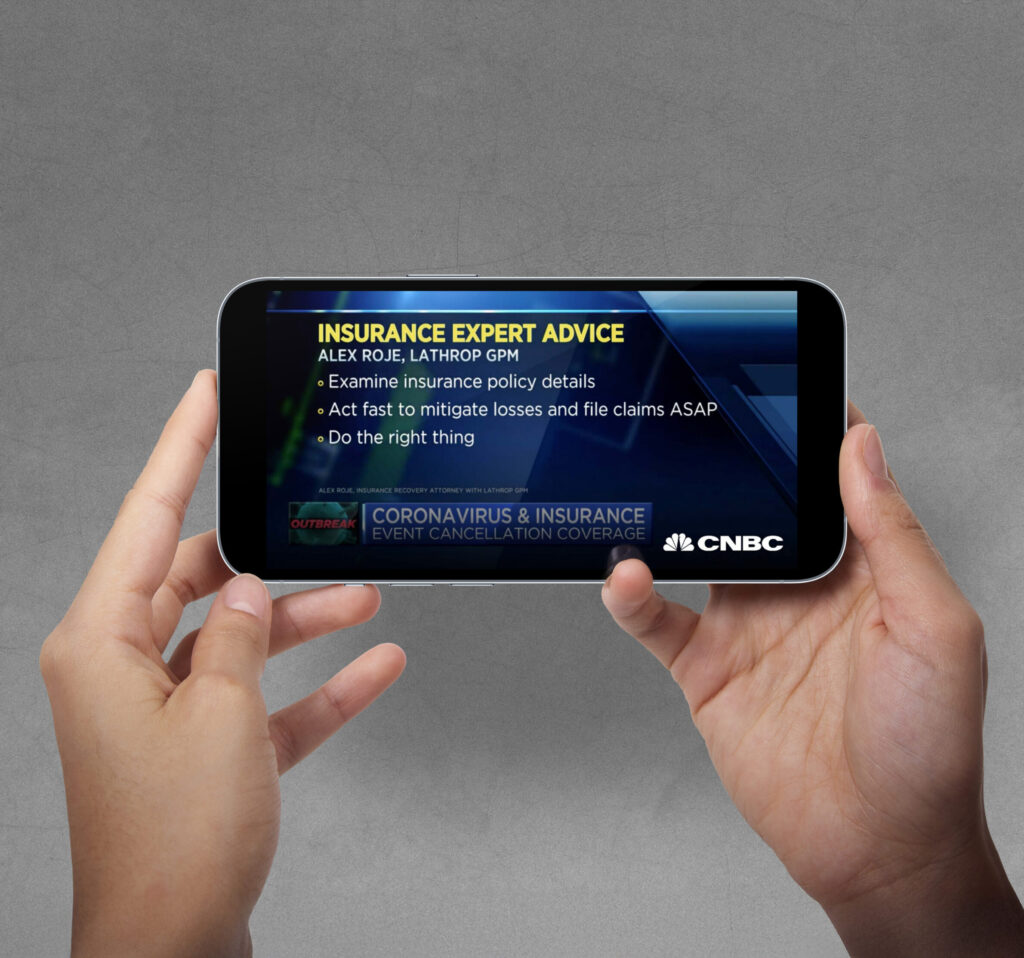 CNBC segment an Iphone, titled Insurance Expert Advice with Alex Roje. Tips include: examine policy details, act fast to mitigate losses, and do the right thing.