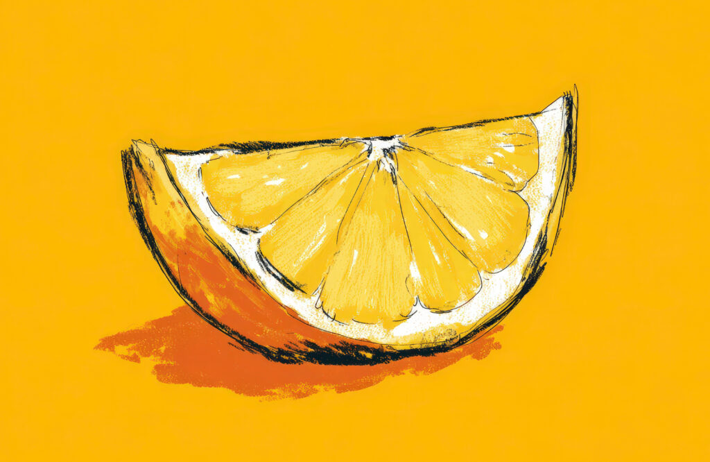 Illustration of a lemon that displays the use of organic imperfection