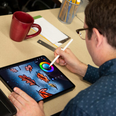 Jordan illustrating on iPad